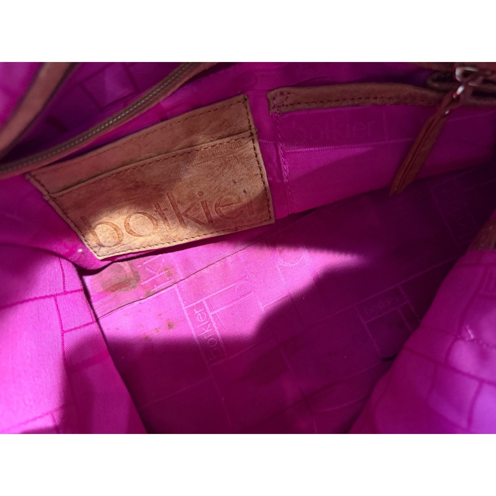 Botkier Satchel Bag Tan Pebbled Leather Gold Hardware Pink Lining Handbag - Picture 4 of 8